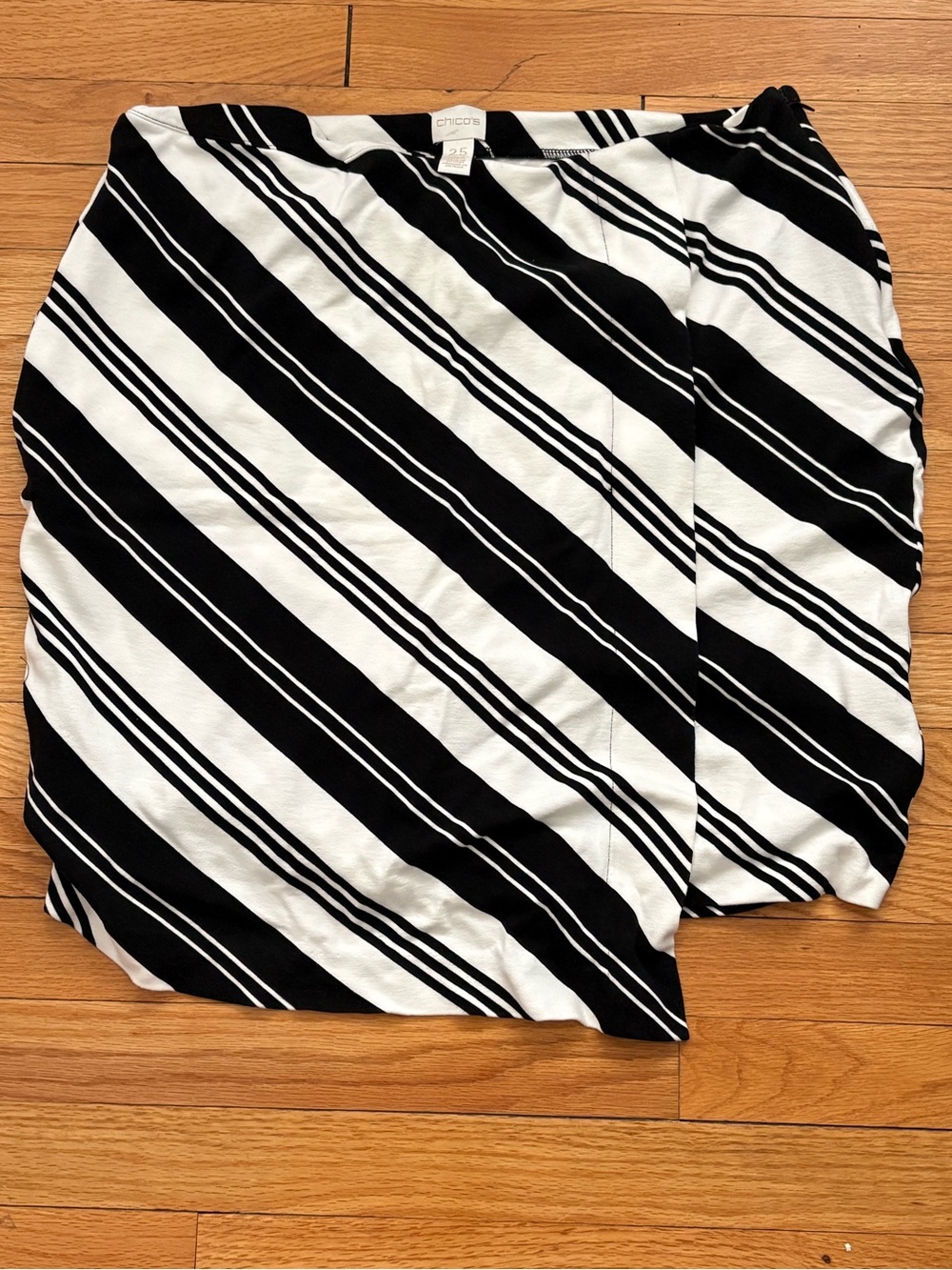 Chico's Black and White Diagonal Stripe Skirt